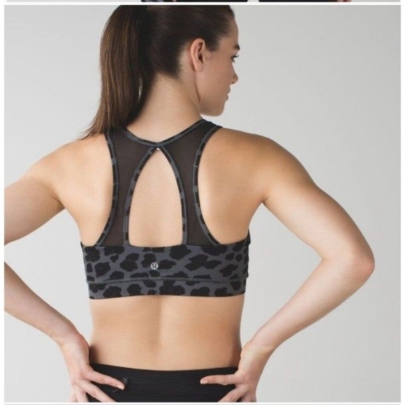 Lululemon Women's Mesh High Neck Cheetah Racerback Sports Bra 8 - Picture 3 of 5